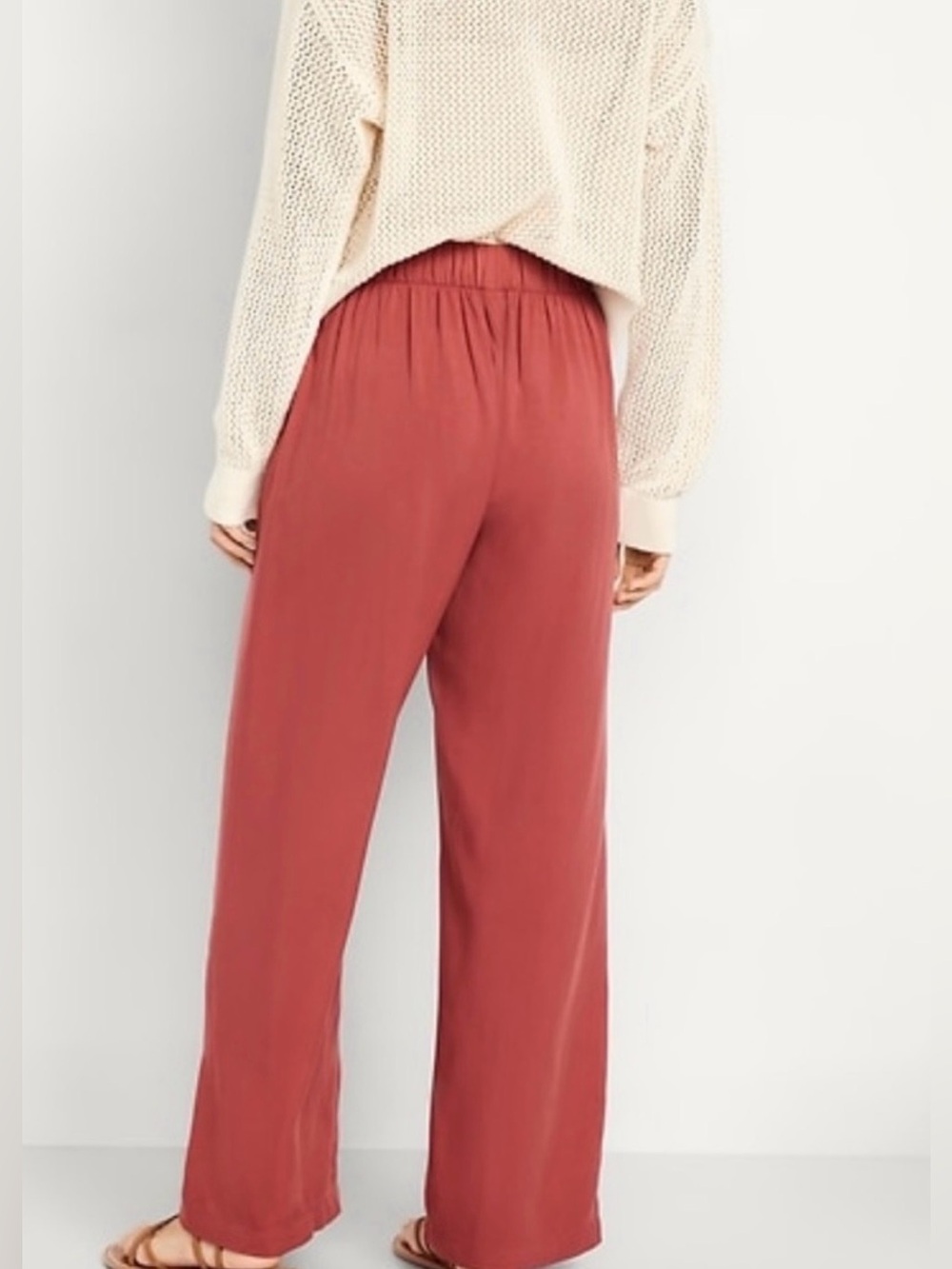 NWT Old Navy Wide-Leg Playa Pants in Cherry Birch (Clay Red) Size Medium - Picture 3 of 11